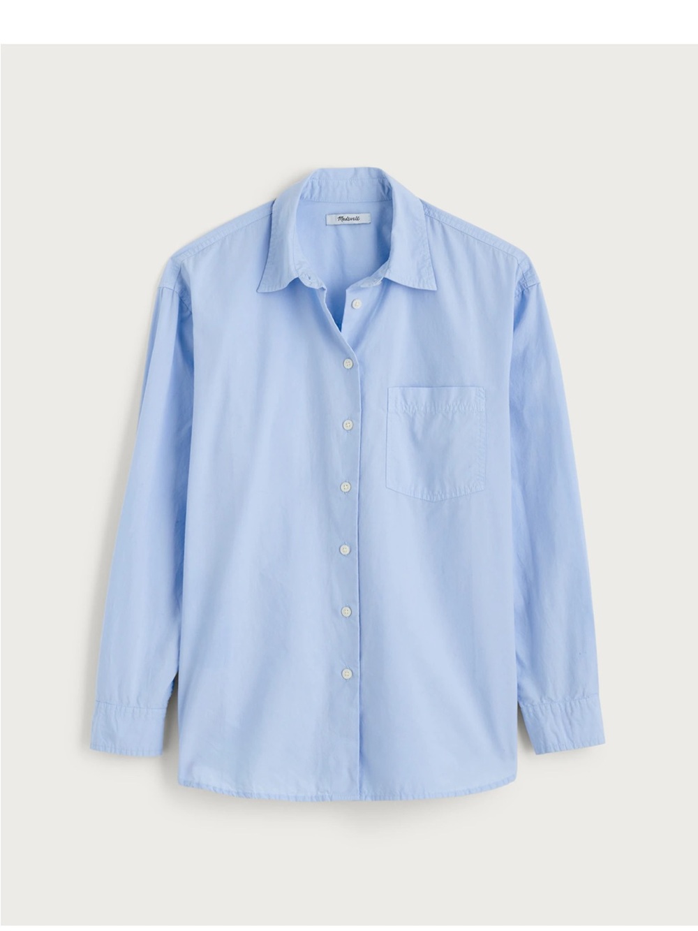 Madewell Light Blue Women's Casual Button-Down Easy Shirt In Poplin NY392 Small